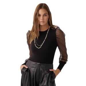 Idem Ditto Organza Sleeve Sweater Top Black Balloon Sleeve Size Medium